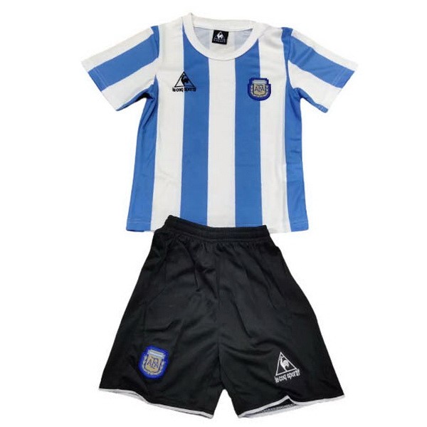 Camiseta Argentina Replica Primera Ropa Niños 1986 Azul Blanco